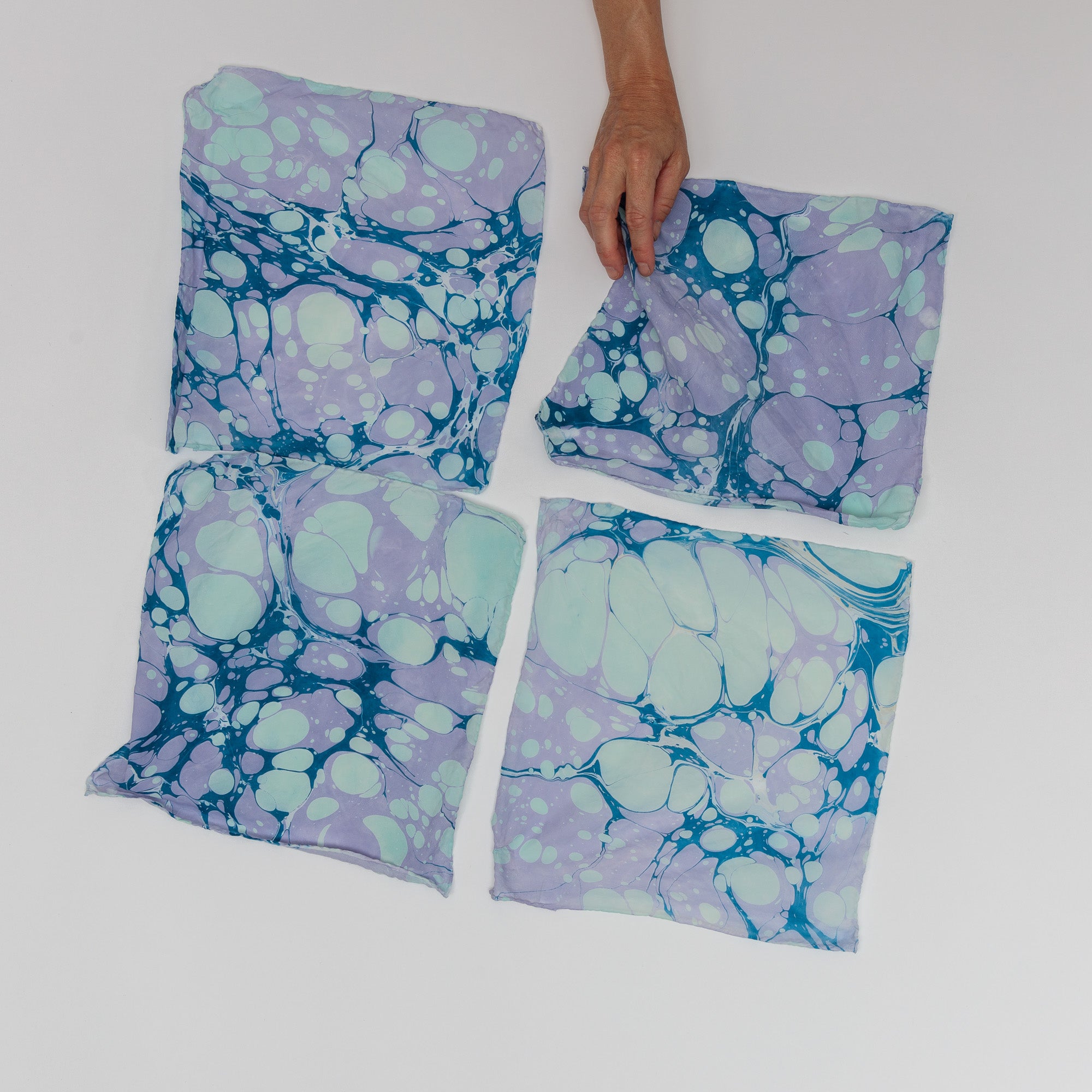 MARBLED SILK HANDKERCHIEF