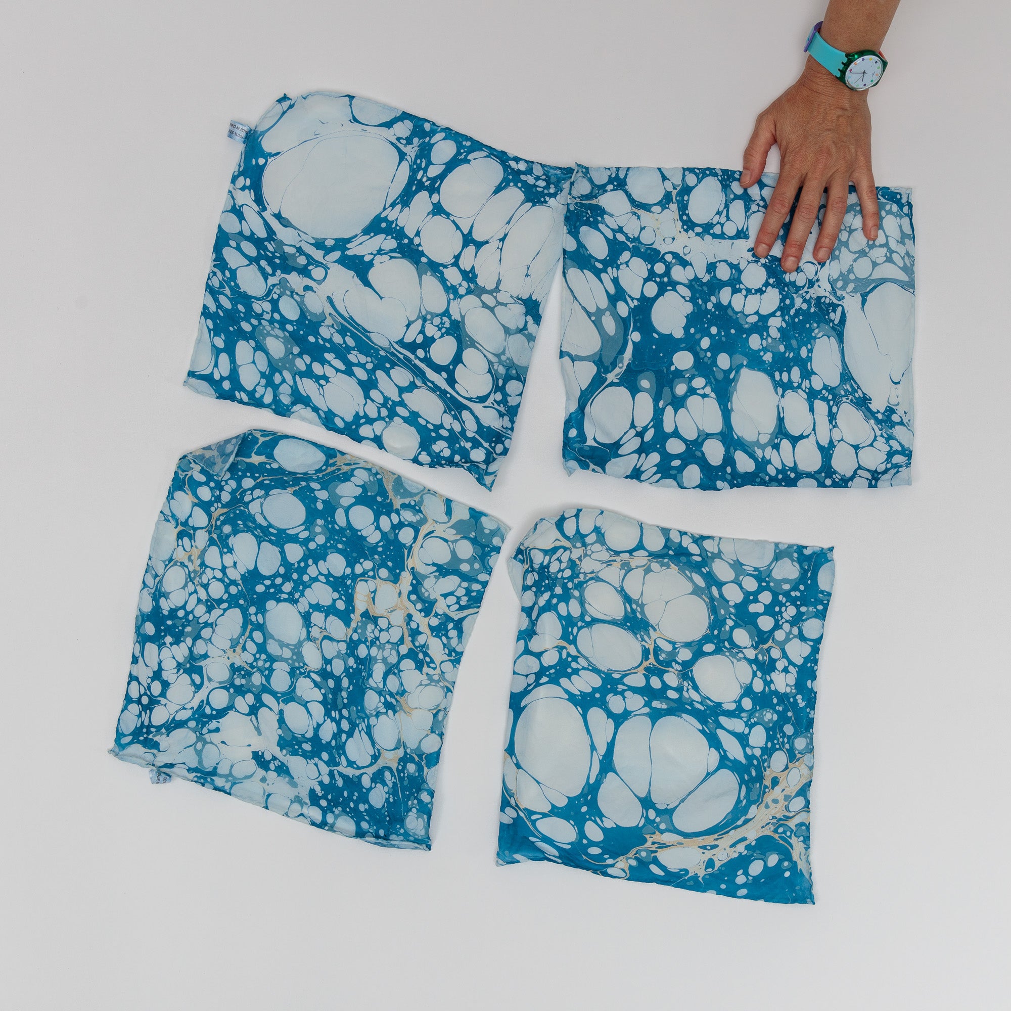 MARBLED SILK HANDKERCHIEF